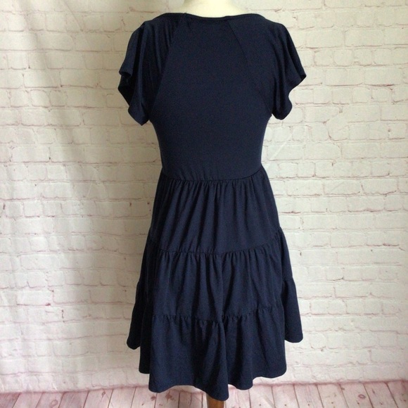 Urban Outfitters Navy Blue V-Neck Short Sleeve Dress - Size XS - Picture 5 of 7